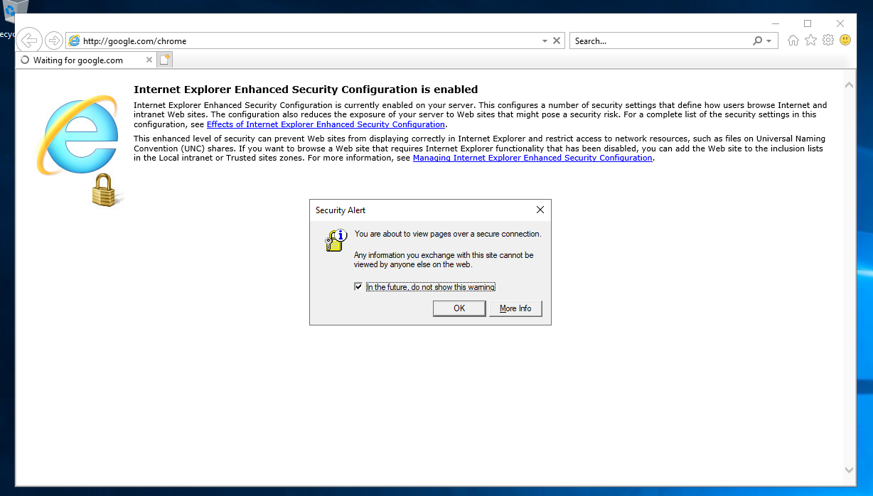 Warnung Security Alert vor einer unsicheren Verbindung im Internet Explorer