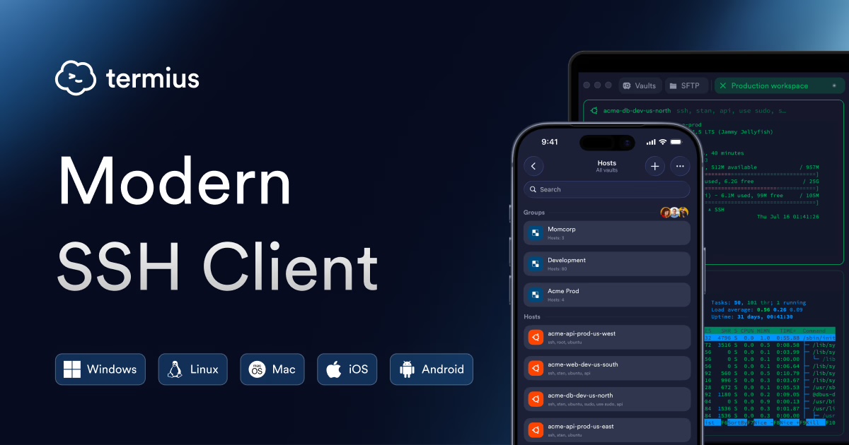 Termius, ein SSH-Client für Windows, macOS, Linux, iOS und Android